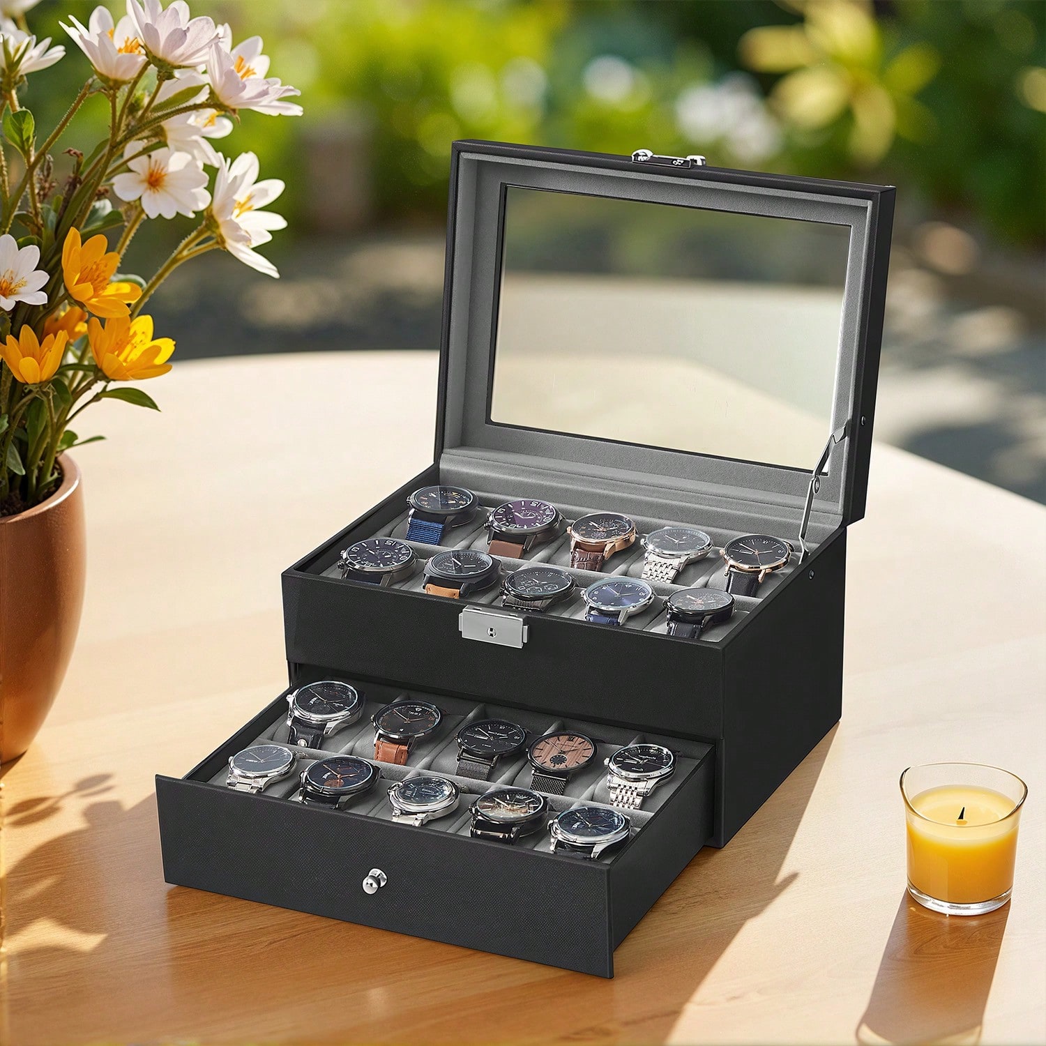 Jewelry And Watches Box - Boîte à montres 20 emplacements avec