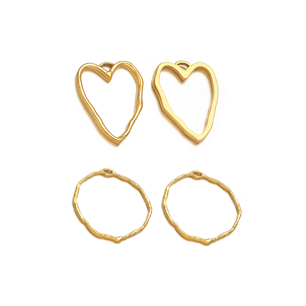 Hoop Earrings - Breloques rondes en forme de cœur,