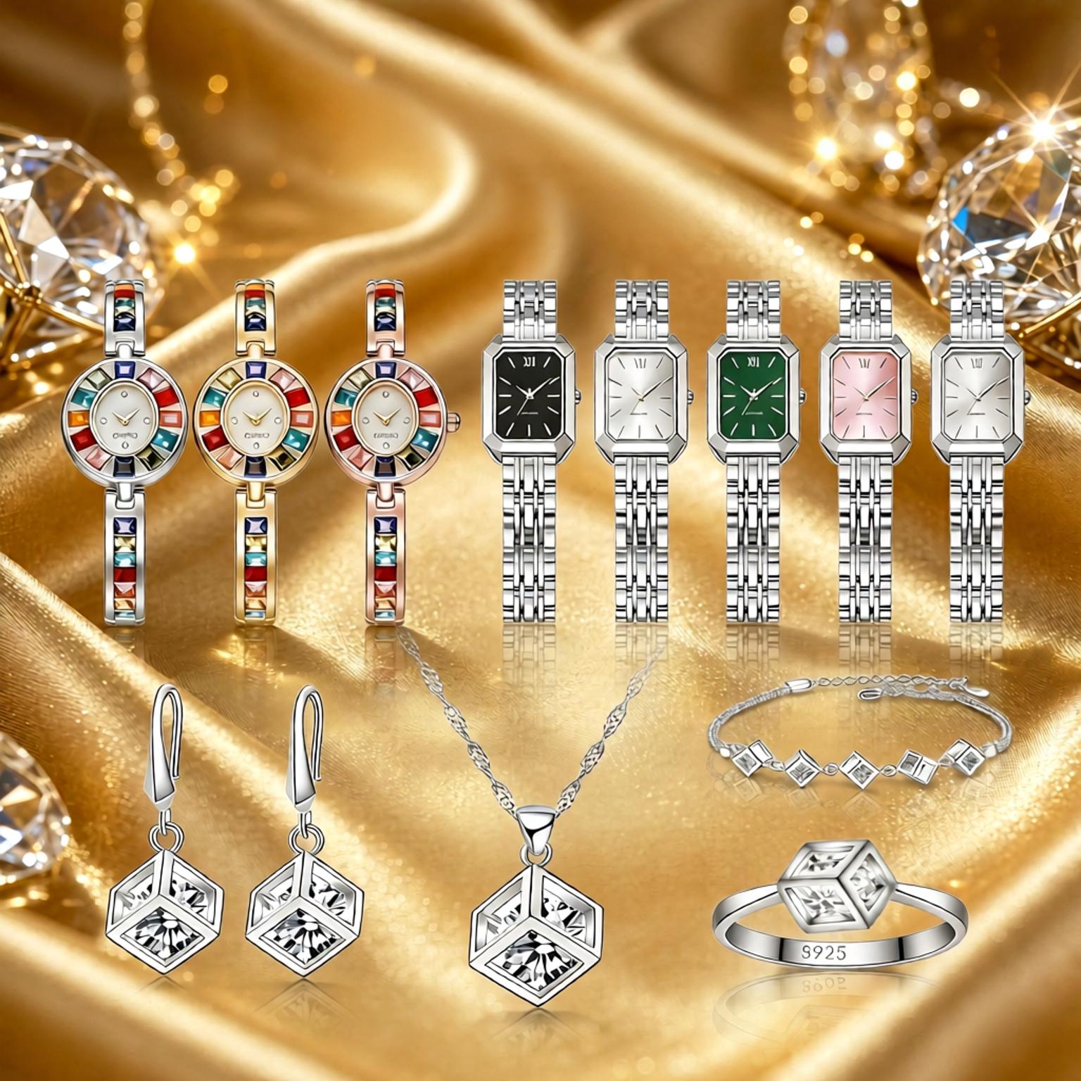 Best Jewelry Watches For Women - Ensemble collier, boucles d'oreilles et montre